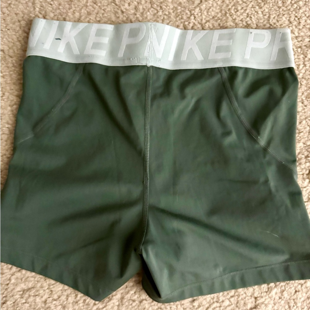 Nike Pro Women's Shorts Trio - Red, Black, Olive - Picture 3 of 10